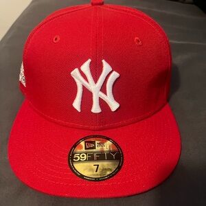 New Era Red Fitted Cap with White Logo
